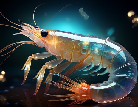 garnele mit durchsichtigem panzer ihre filigrane gestalt wirkt zerbrechlich