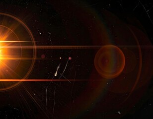 Abstract Red Light Streaks in Dark Space Background. Generated image