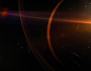 Abstract Red Light Streaks in Dark Space Background. Generated image