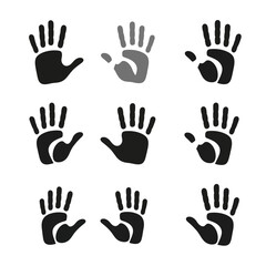 Obraz premium Handprint Gesture and Palm Icon Set