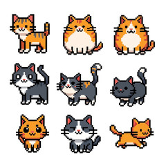 Pixel Cat Character Icon Collection