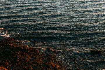 Romantic Ocean View on Fuerteventura Island, Minimalist Seascape with Sunlight Reflections, Winter Vacation in Europe, Peaceful Coastal Landscape