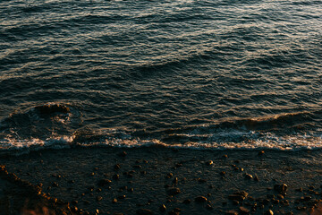 Romantic Ocean View on Fuerteventura Island, Minimalist Seascape with Sunlight Reflections, Winter Vacation in Europe, Peaceful Coastal Landscape