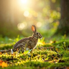 Wild Brown Hare in Sunlit Meadow: A Portrait of Nature's Beauty - Wildlife Photography