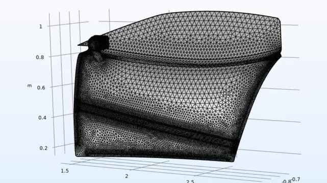Video animation of computer 3d modeling
and analysis of car door model
with rotation using computer aided design system. 
Graph with calculation grid. Technic education cad drawing. 

