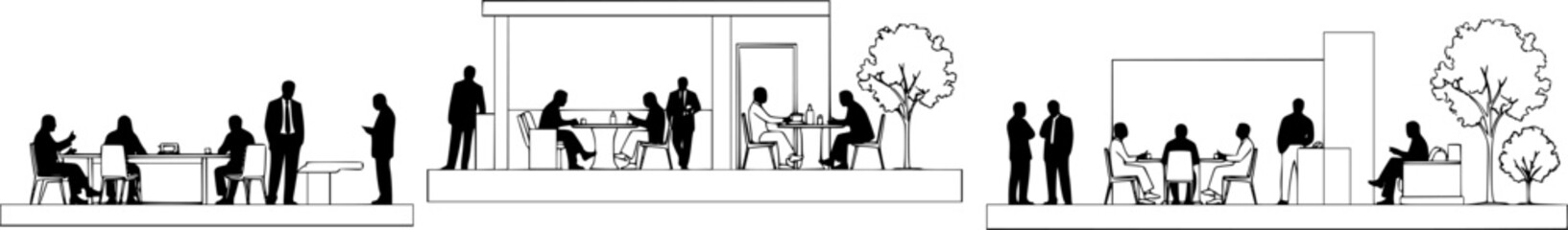 People silhouettes in elevation side view | Architecture people | silhouettes of people | 2D people | Section Elevation View | Architectural drawing people | characters