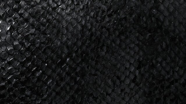 Close-up of black textured snakeskin pattern showing scales and surface detail.