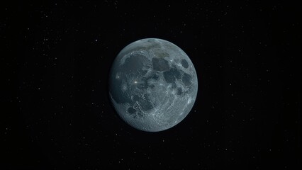 Fototapeta premium Moon in space with visible craters and surface details against a starry background