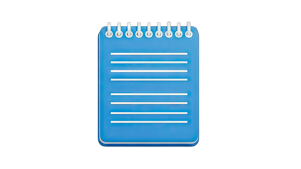 Blue Notepad with Lines on White Background