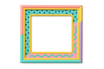Vibrant 80s inspired picture frame with abstract patterns, perfect for retro designs and celebrating nostalgia