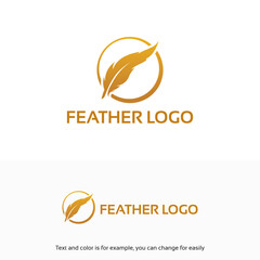 Elegant Golden Feather Logo Design.