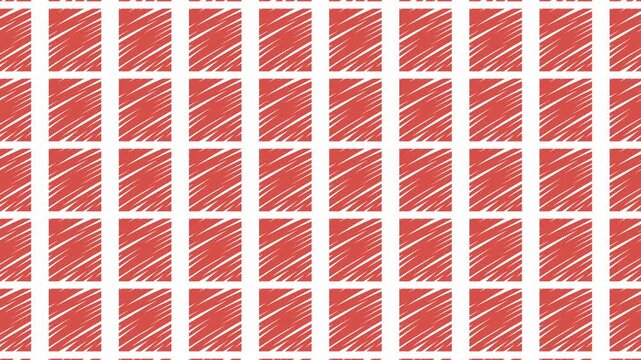 Repeating red rectangles with white scribbles pattern. Suitable for backgrounds, textiles, and graphic design projects. Perfect for vibrant designs.
