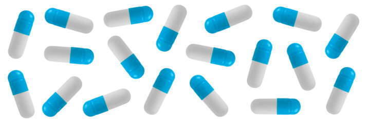 Antibiotic pills isolated on white background, with clipping path.