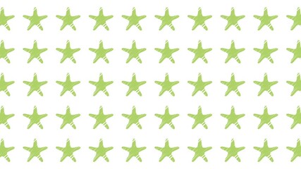 Many light green stars in rows on white background suitable for use in kids birthday party invitations, decorations, or festive designs.