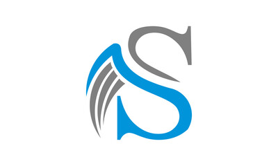 Elegant S Symbol: A sophisticated logo featuring a stylized S integrated with wing elements, creating a sense of flight and refined style, perfect for branding.