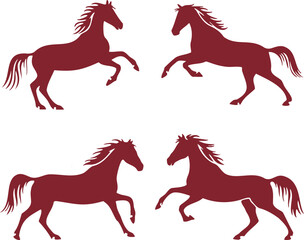 Minimalist horse logo templates. Flat vector equestrian sport symbols and farm ranch branding icons.