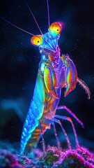 Colorful Neon Fantasy Creature Digital Illustration