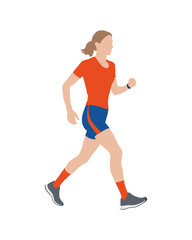 Flat vector people and illustration, woman with sport running outfit