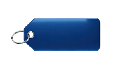 Blue Key Tag Isolated on White Background