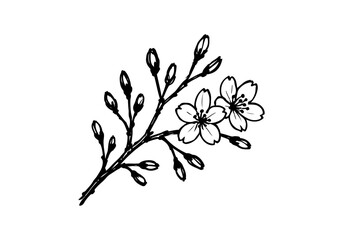 Cherry Blossom hand drawn simple sketch vector illustration