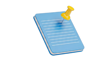 Blue Notebook with Yellow Push Pin in Context