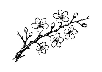 Cherry Blossom hand drawn simple sketch vector illustration