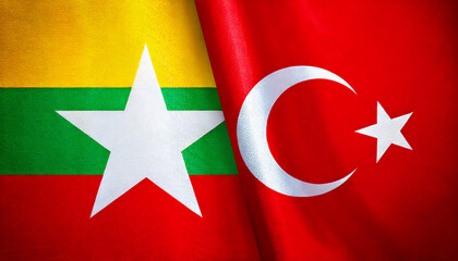 トルコの国旗とミャンマーの国旗(Turkey flag & Myanmar flag.)
