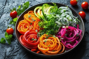 Colorful Fresh Vegetable Slices Healthy Food Concept