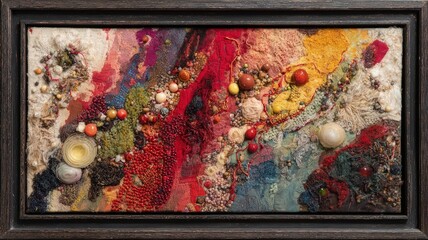 Abstract Red Paint Texture with Organic Patterns