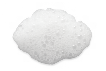 White soap foam and bubbles on transparent background representing cleanliness and hygiene concept