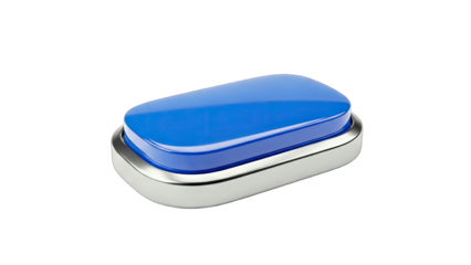Blue Button Pressed on White Background