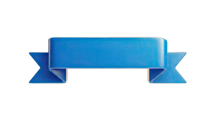Blue Ribbon Banner on White Background