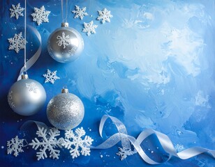 Merry Christmas greeting template with festive holiday atmosphere. Features elegant Christmas decorations, seasonal elements, and warm winter colors. Suitable for greeting cards, posters, banners, soc