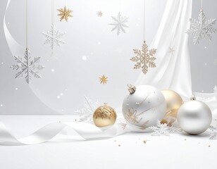 Merry Christmas greeting template with festive holiday atmosphere. Features elegant Christmas decorations, seasonal elements, and warm winter colors. Suitable for greeting cards, posters, banners, soc