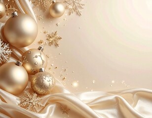 Merry Christmas greeting template with festive holiday atmosphere. Features elegant Christmas decorations, seasonal elements, and warm winter colors. Suitable for greeting cards, posters, banners, soc