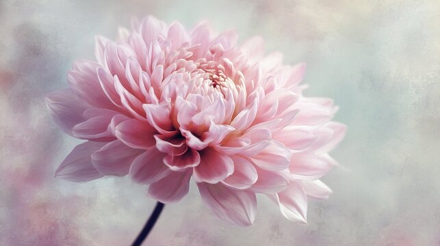 Close-up of a delicate pink dahlia bloom with soft, ethereal texture - Powered by Adobe