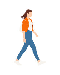 Flat vector people and illustration, woman with casual outfit