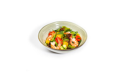 Fresh and Healthy Shrimp and Mango Salad with Cherry Tomatoes and Mixed Greens