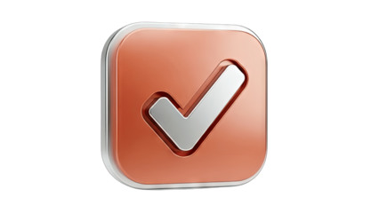 Checkmark Button: Approved and Confirmed on White Background