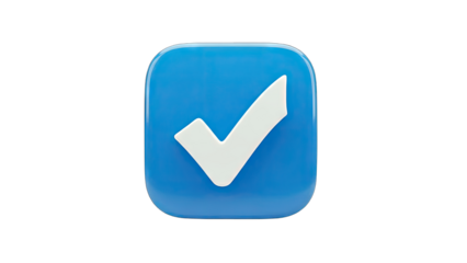 Checkmark Symbol on Blue Square: Approval Concept