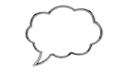 Chrome Speech Bubble on White Background
