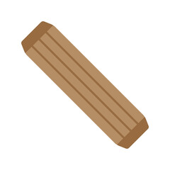 Wooden dowel rod flat color icon isolated on white
