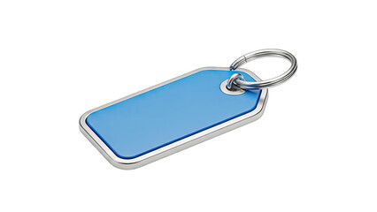 Blue Tag with Silver Ring Isolated on White Background