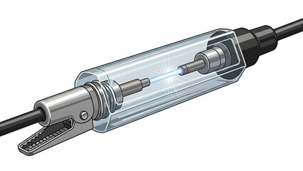 Automotive Spark Plug Tester with Alligator Clip and Transparent Casing.