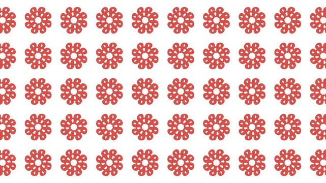Repeating pattern of small red flower shapes suitable for backgrounds, textiles, and decorative designs with a vibrant and eyecatching appeal.