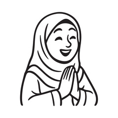 Happy Muslim woman wearing a hijab performing a respectful greeting gesture
