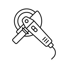 Outline Electric Angle Grinder Power Tool Line Art Icon
