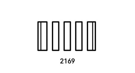 Abstract Barcode Design with Number 2169 on White Background.