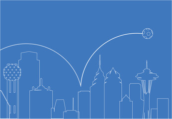 Great editable vector file of world soccer or football tournament host landmark building lineart  with modern style best for your design and print