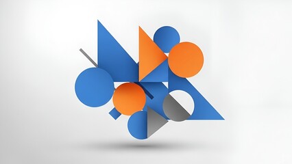 Geometric composition of circles and triangles with vibrant colors on bright background